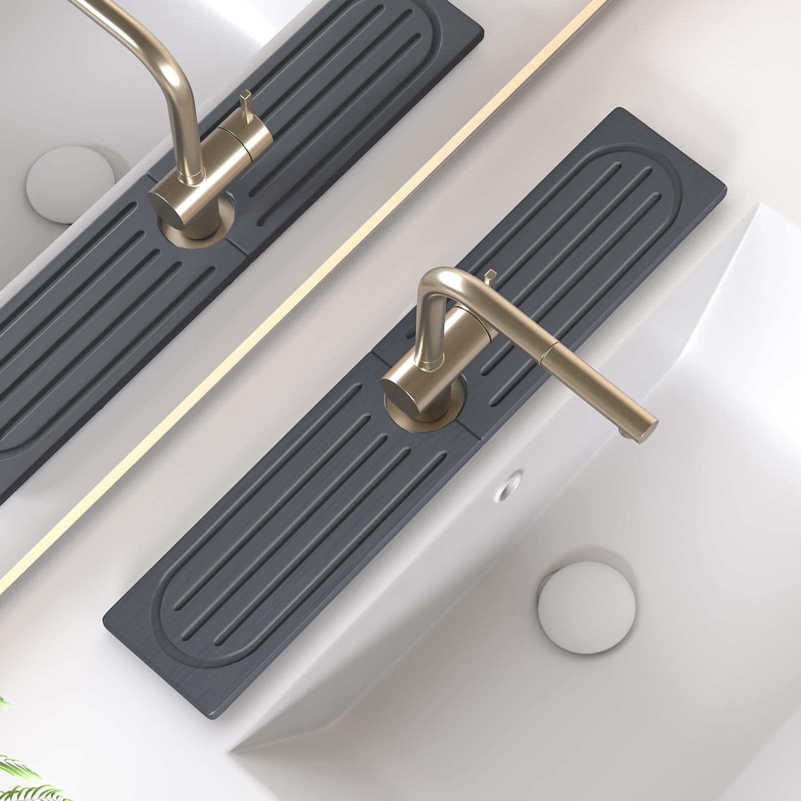 Telomet kitchen faucet mat closeup showing rapid water absorption