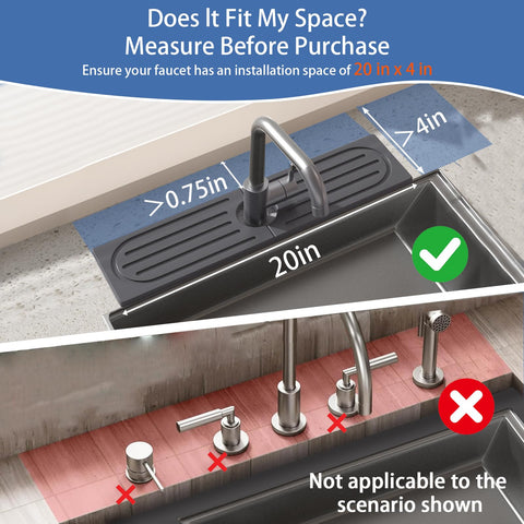 Telomet kitchen faucet mat on counter with water draining away