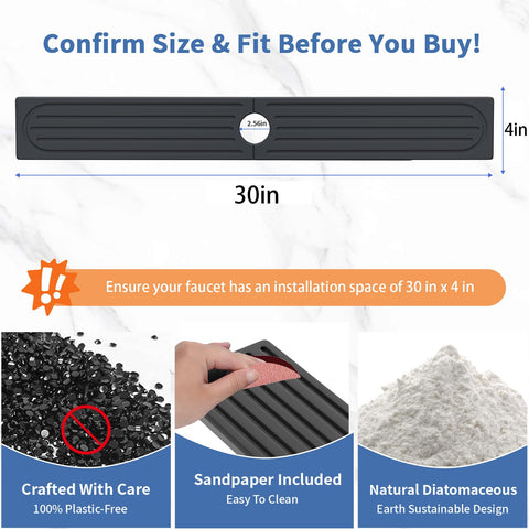 Telomet stone drying mat sits on kitchen counter near faucet.