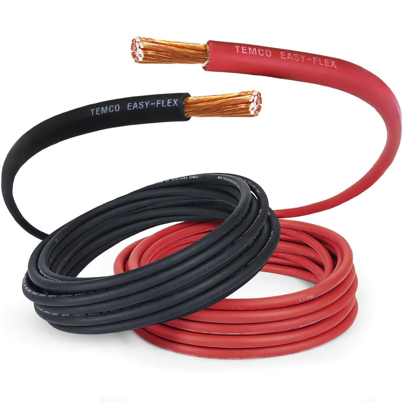 TEMCo 2-gauge welding cable red and black bundle for heavy-duty power