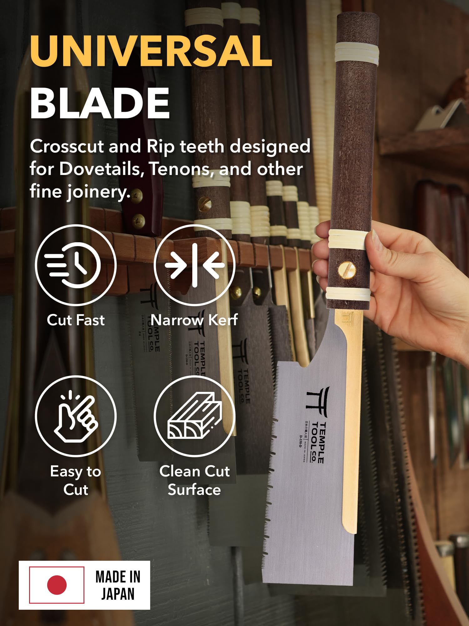 Temple Tool Dozuki 6 brass back emphasizes durable construction and stability