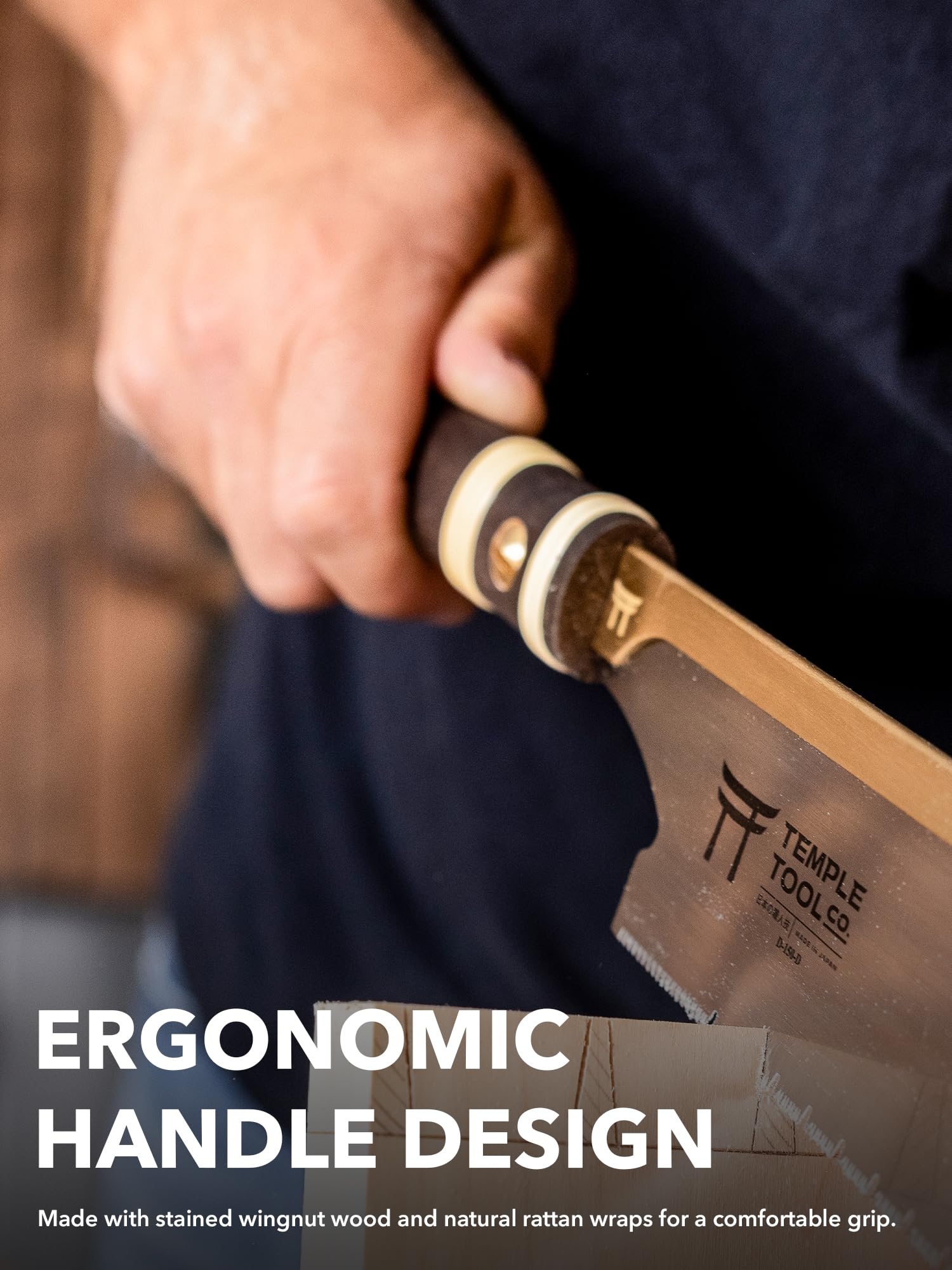 Temple Tool Dozuki 6 in-use cutting demonstrates crosscut and rip cut versatility