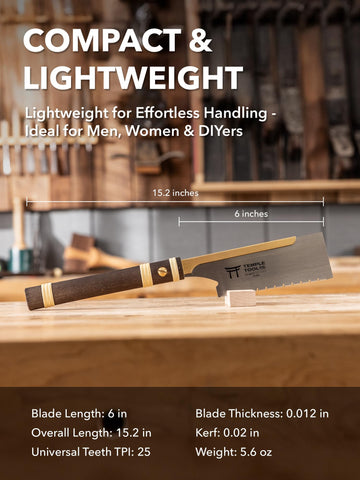 Temple Tool Dozuki 6 tenon cut illustrates precise joinery work