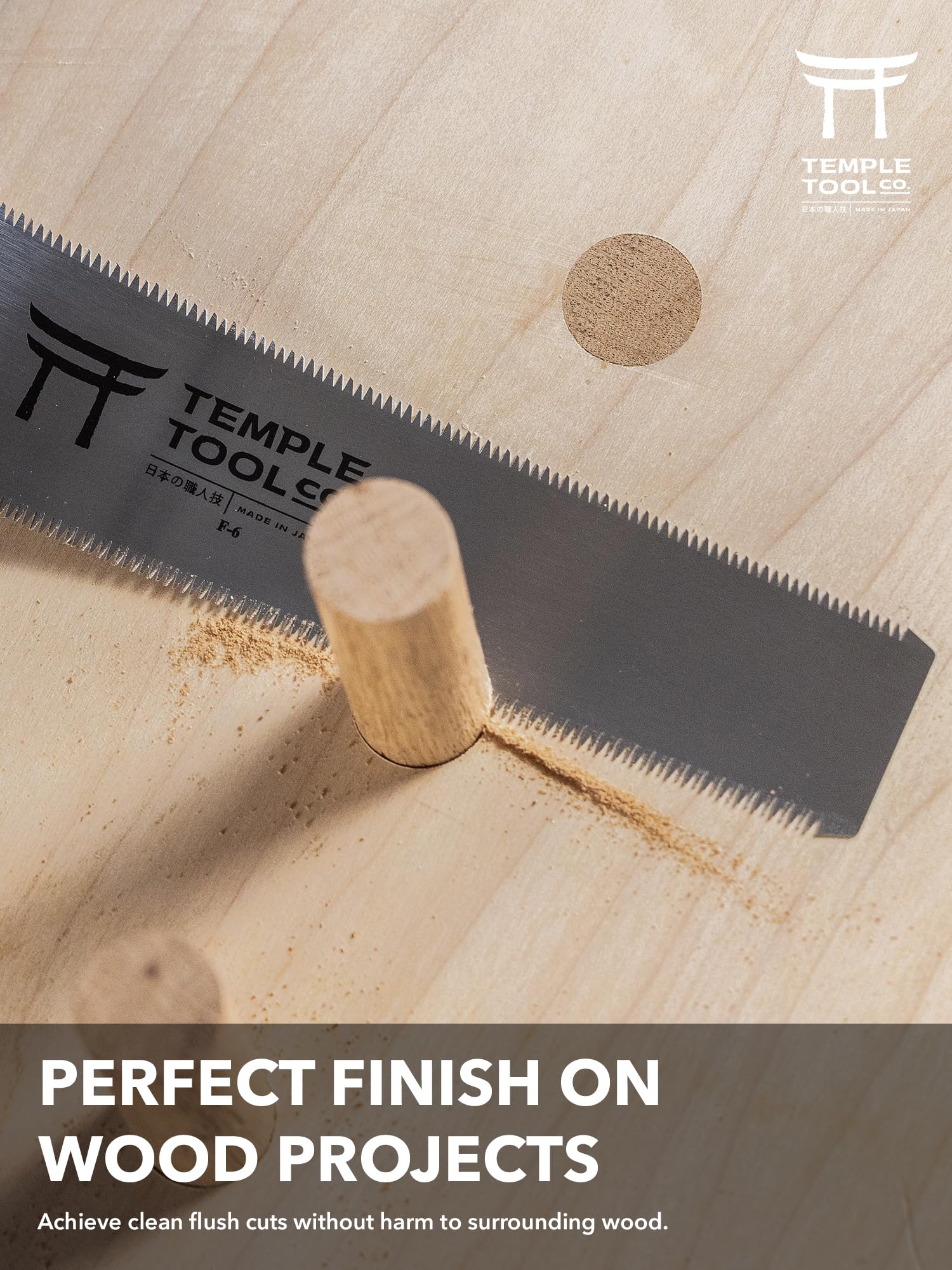 Temple Tool flush cut for dowels, wedges, and tenons with a thin kerf.