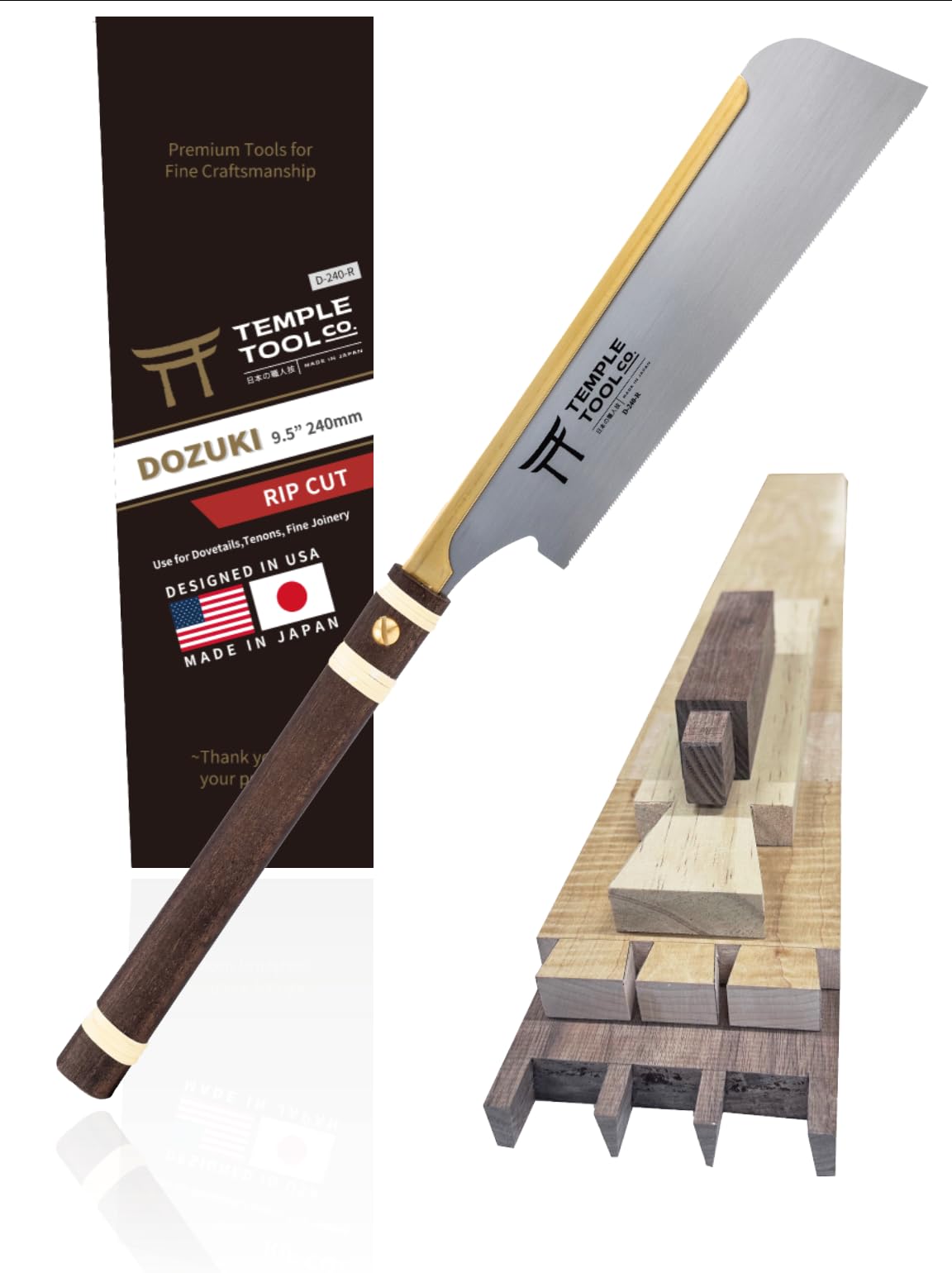 Temple Tool Japanese Pull Saw blade yields clean, precise joinery cuts.