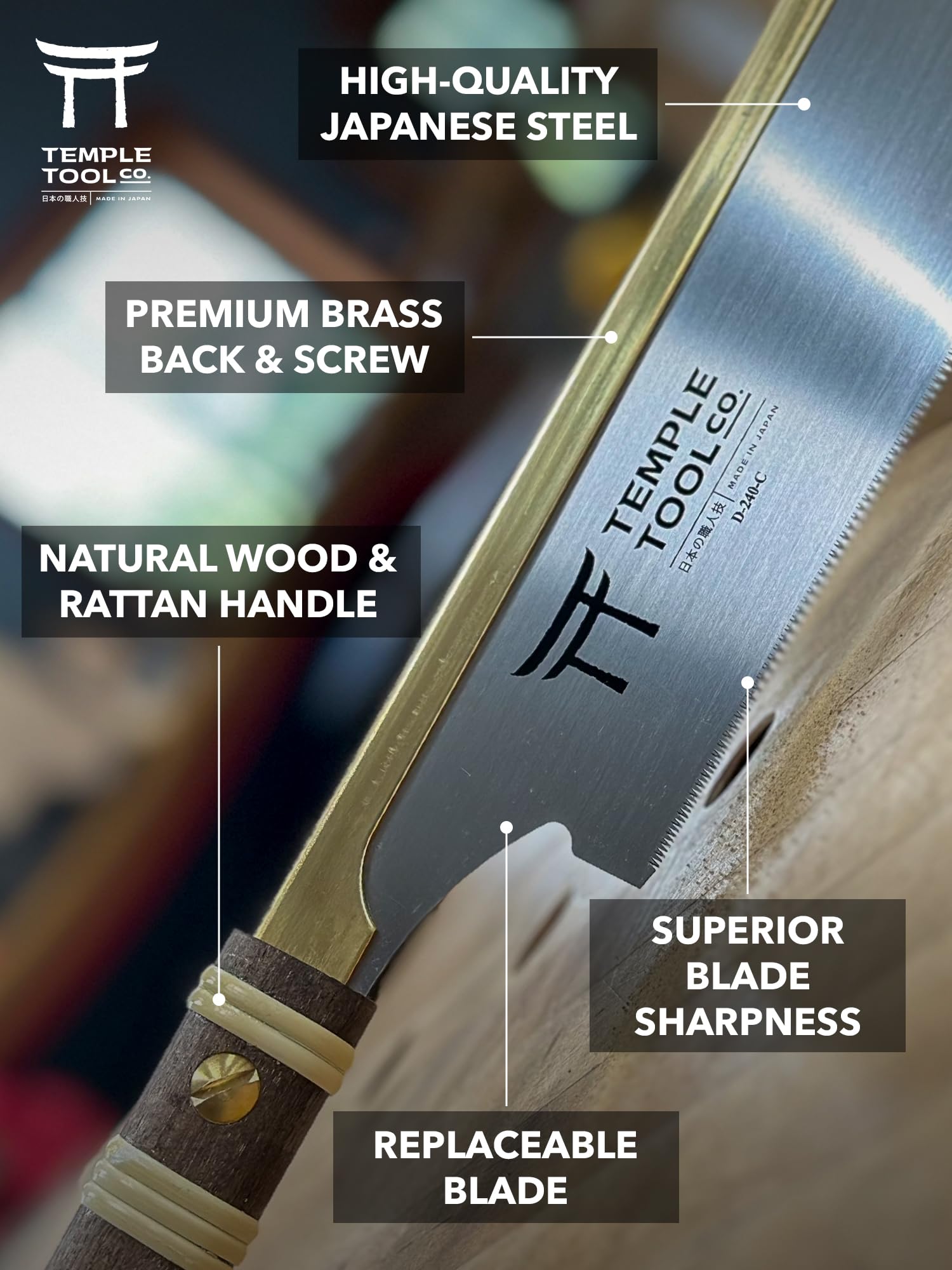 Temple Tool crosscut 9.5 saw uses durable steel for lasting sharpness.