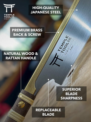 Temple Tool crosscut 9.5 saw uses durable steel for lasting sharpness.