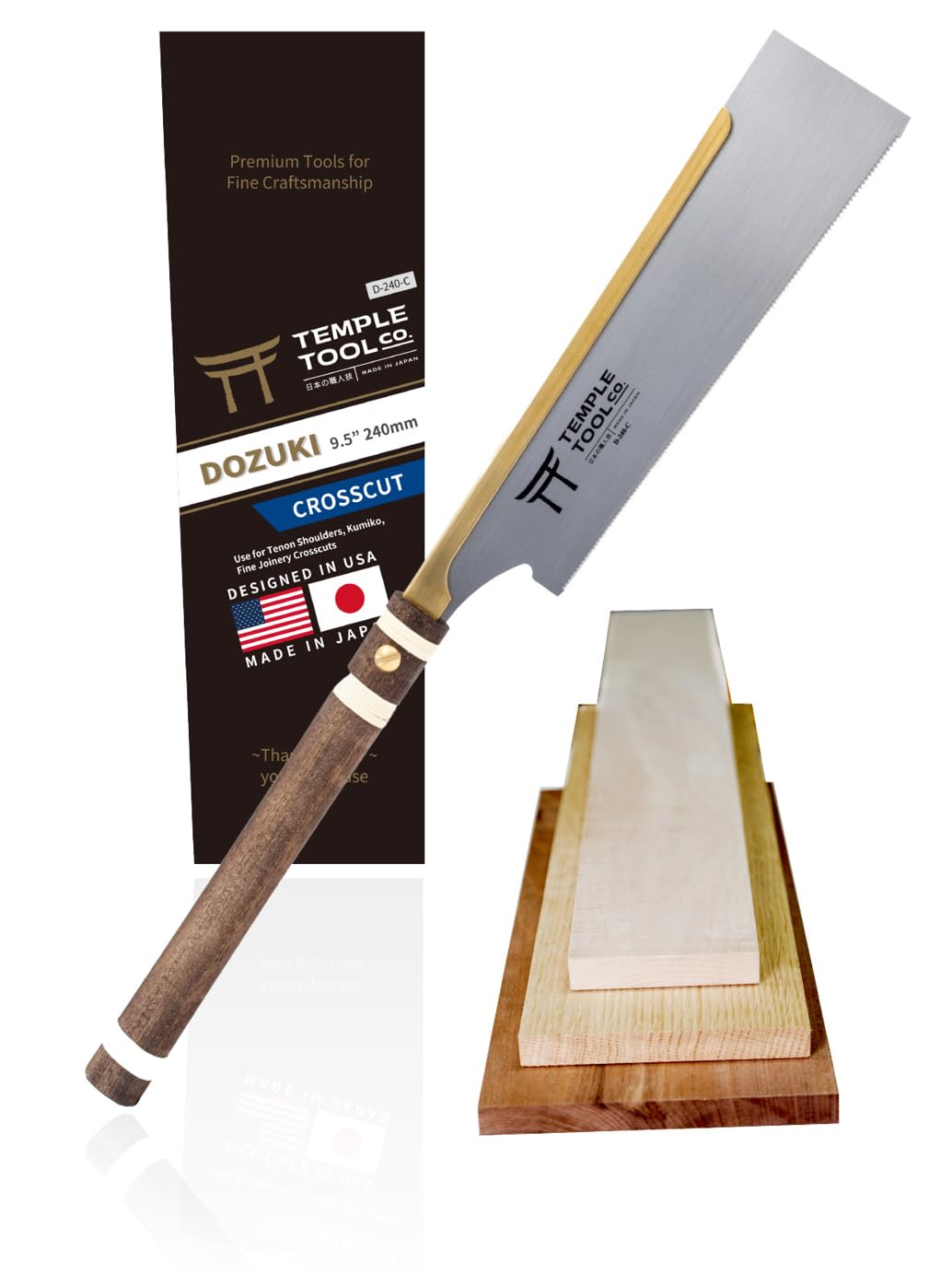 Temple Tool crosscut pull saw 9.5 handle for comfortable, precise grip.