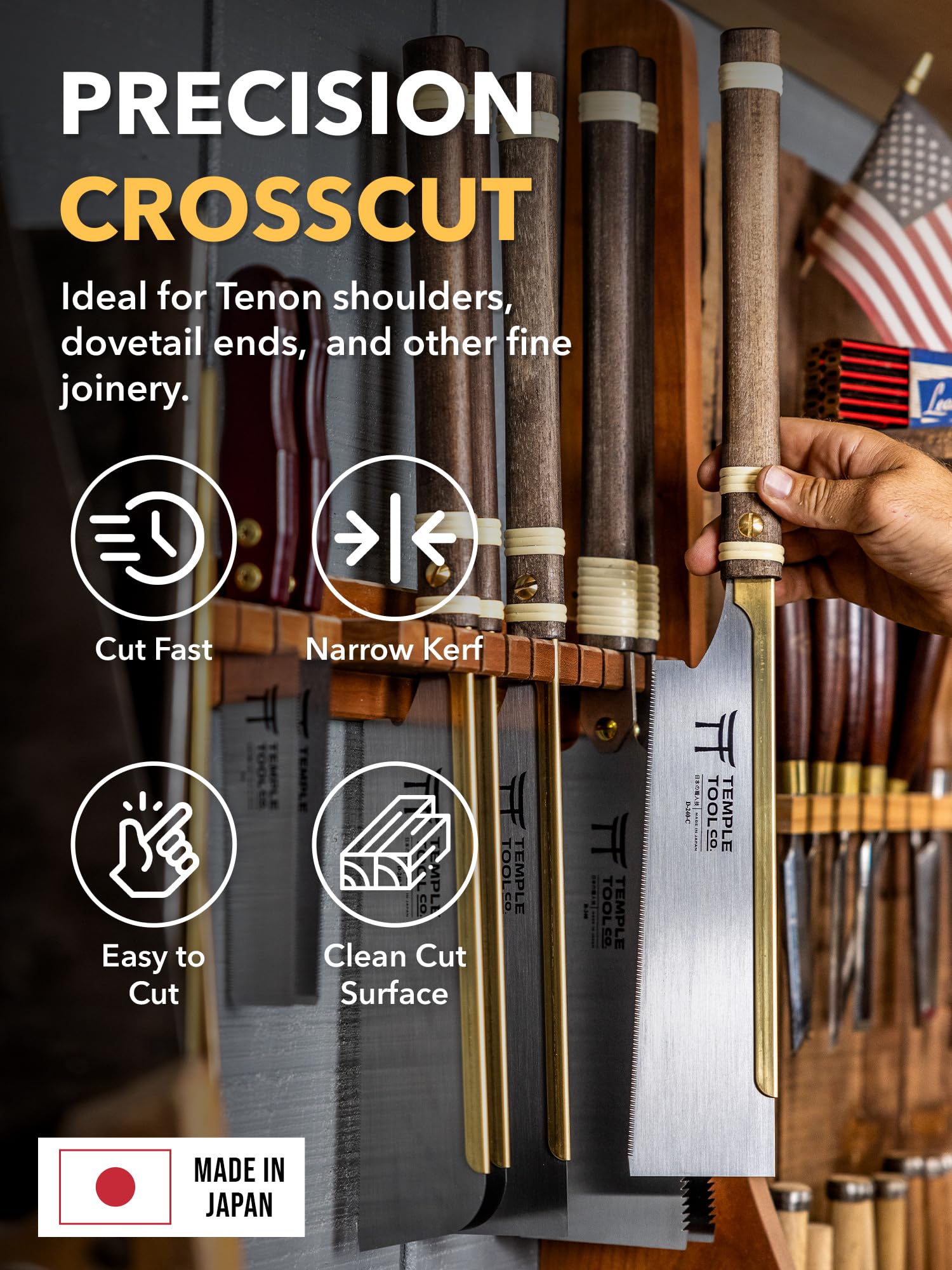 Temple Tool crosscut 9.5 saw focuses on tenon shoulders with neat joints.