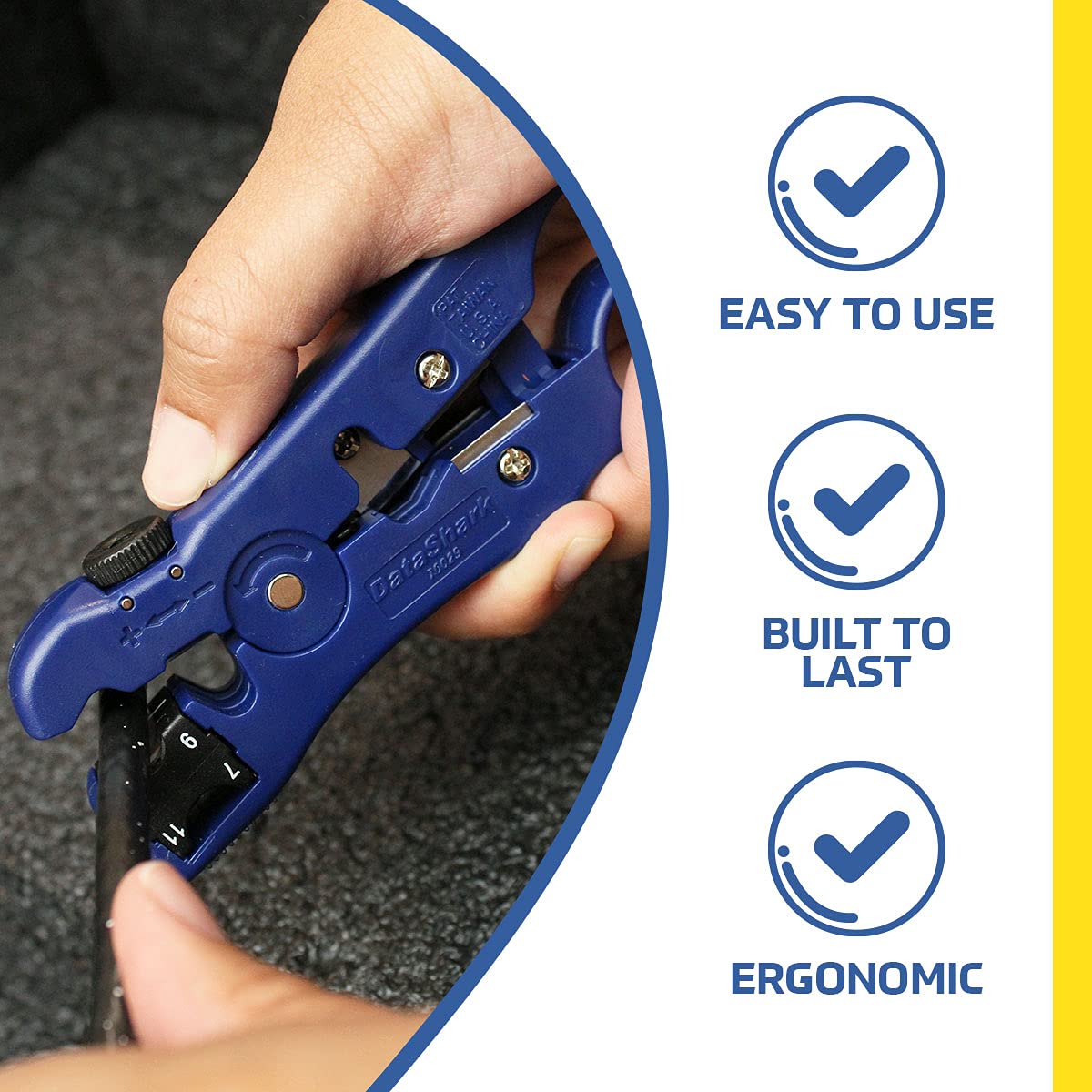 TEMPO DataShark 70029 thumb-screw-adjustment allows precise cutting depth for neat terminations