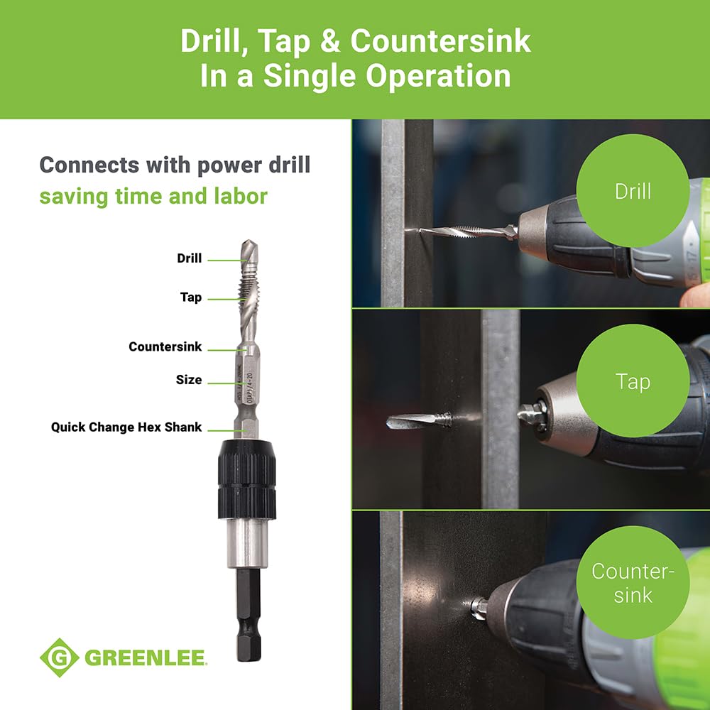 TEMPO Greenlee DTAPKIT back-tapered design protects threads during drilling