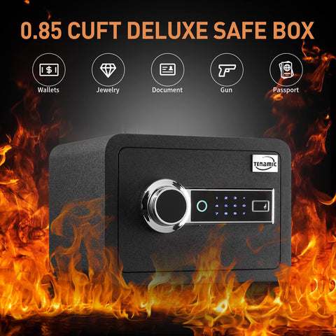 Tenamic safe interior with leather lining protecting valuables during use.