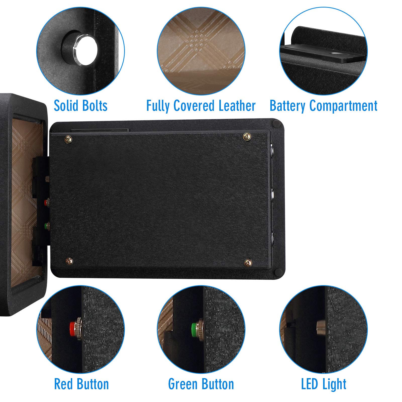 External battery compartment on Tenamic safe keeps power accessible during outages.