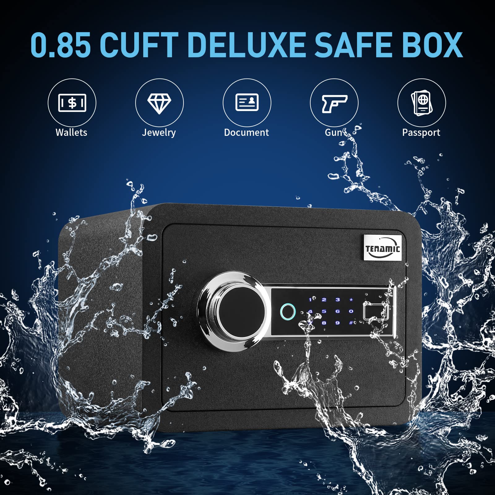 Induction light activates when Tenamic safe is opened for easy access.