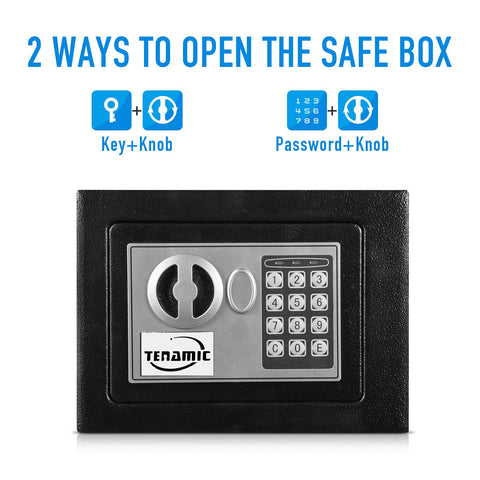 Tenamic Safe Box interior with carpet lining protecting valuables.