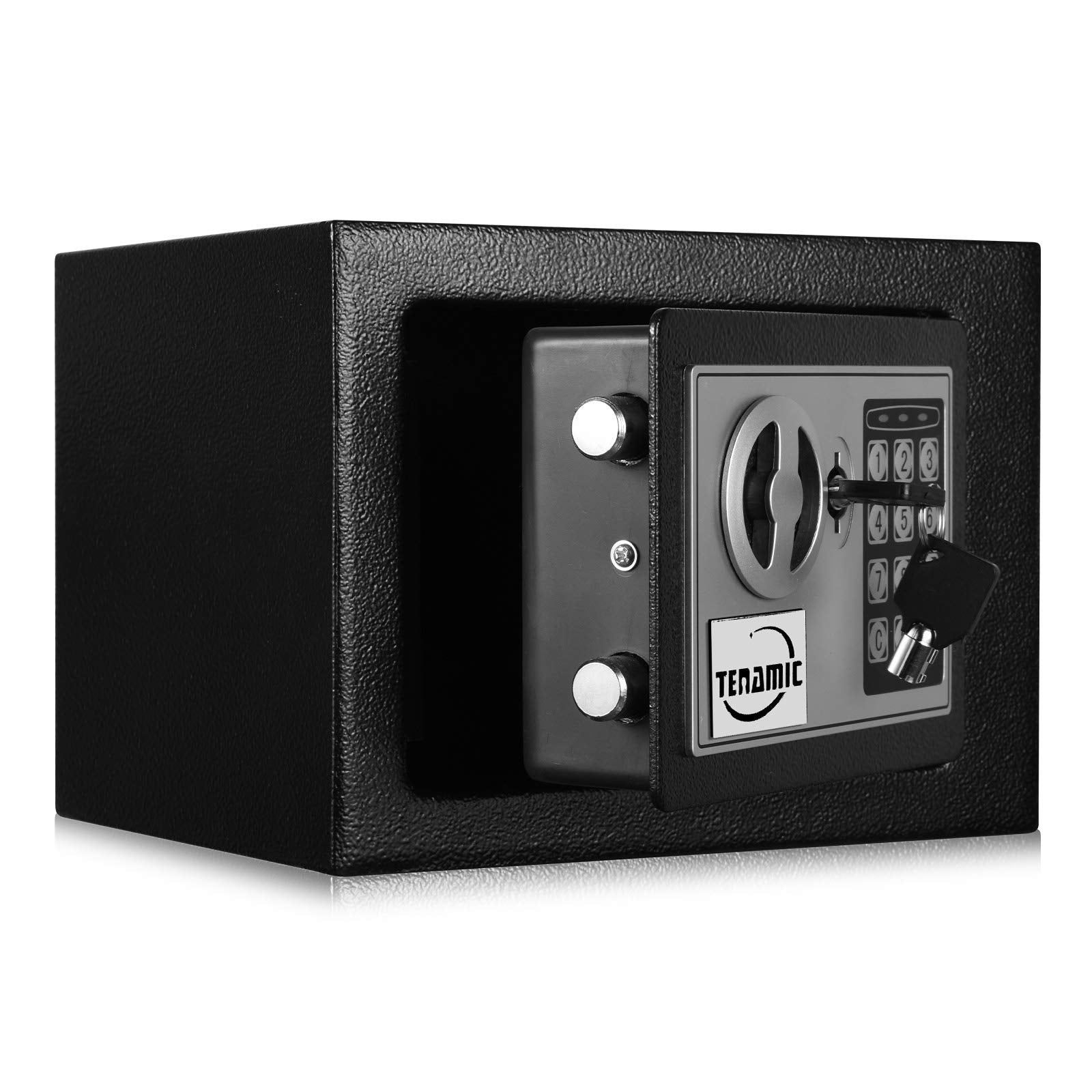 Tenamic Safe Box wall-mount holes for secure installation in office or hotel.