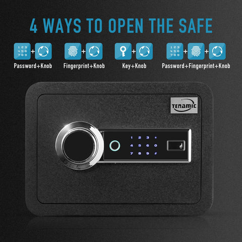 Wall-mount holes on Tenamic safe offer flexible placement options.