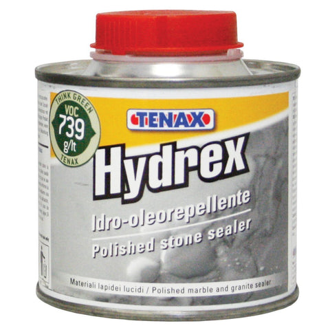 Tenax Hydrex bottle-pour sealer for stone delivers water and oil repellence while preserving color.