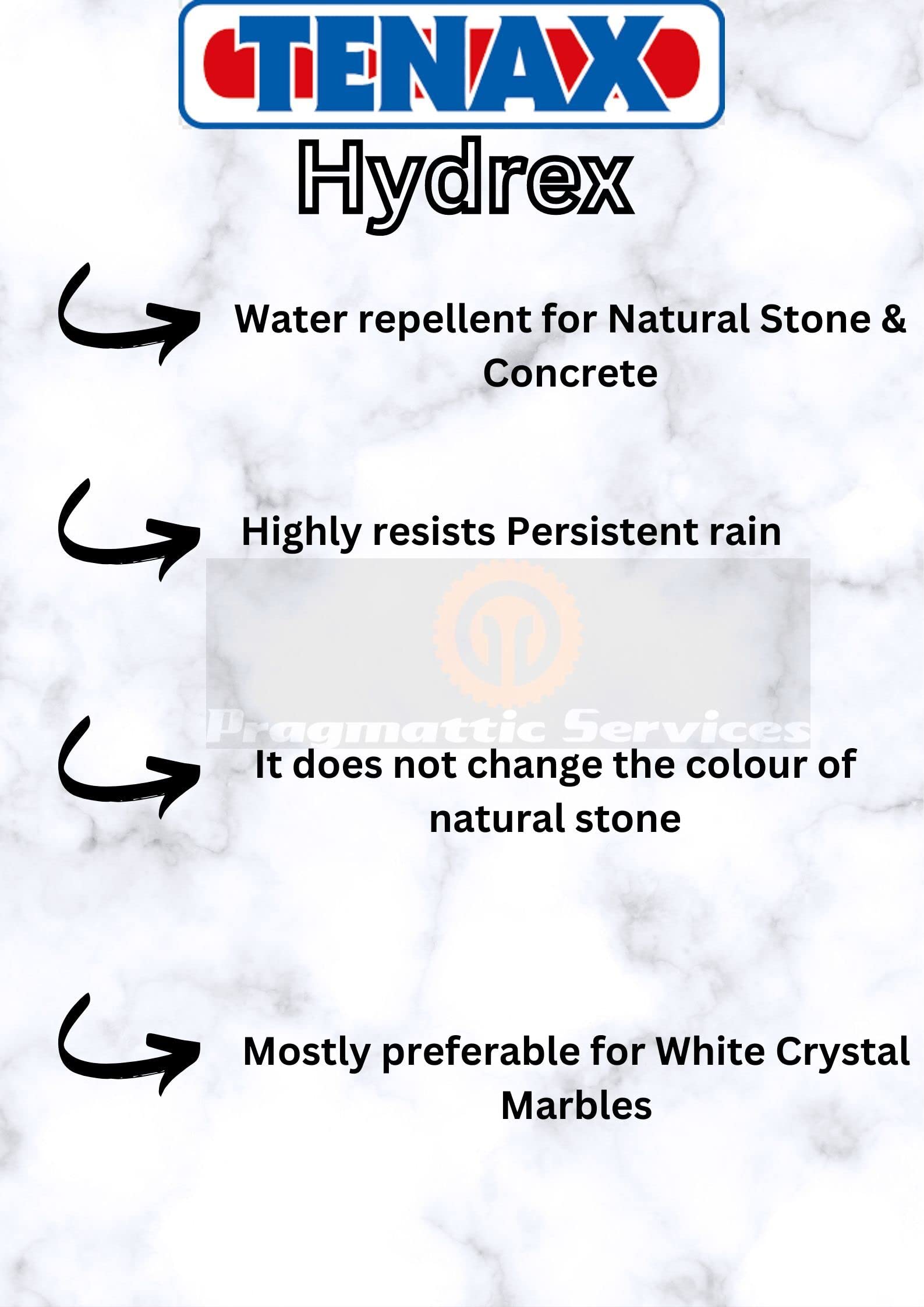 Tenax Hydrex sealer invisible dry indicates no color change after sealing.