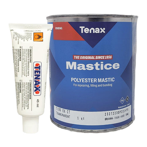 Tenax Tixo knife-grade polyester resin for marble laminations and granite seams, clear bond