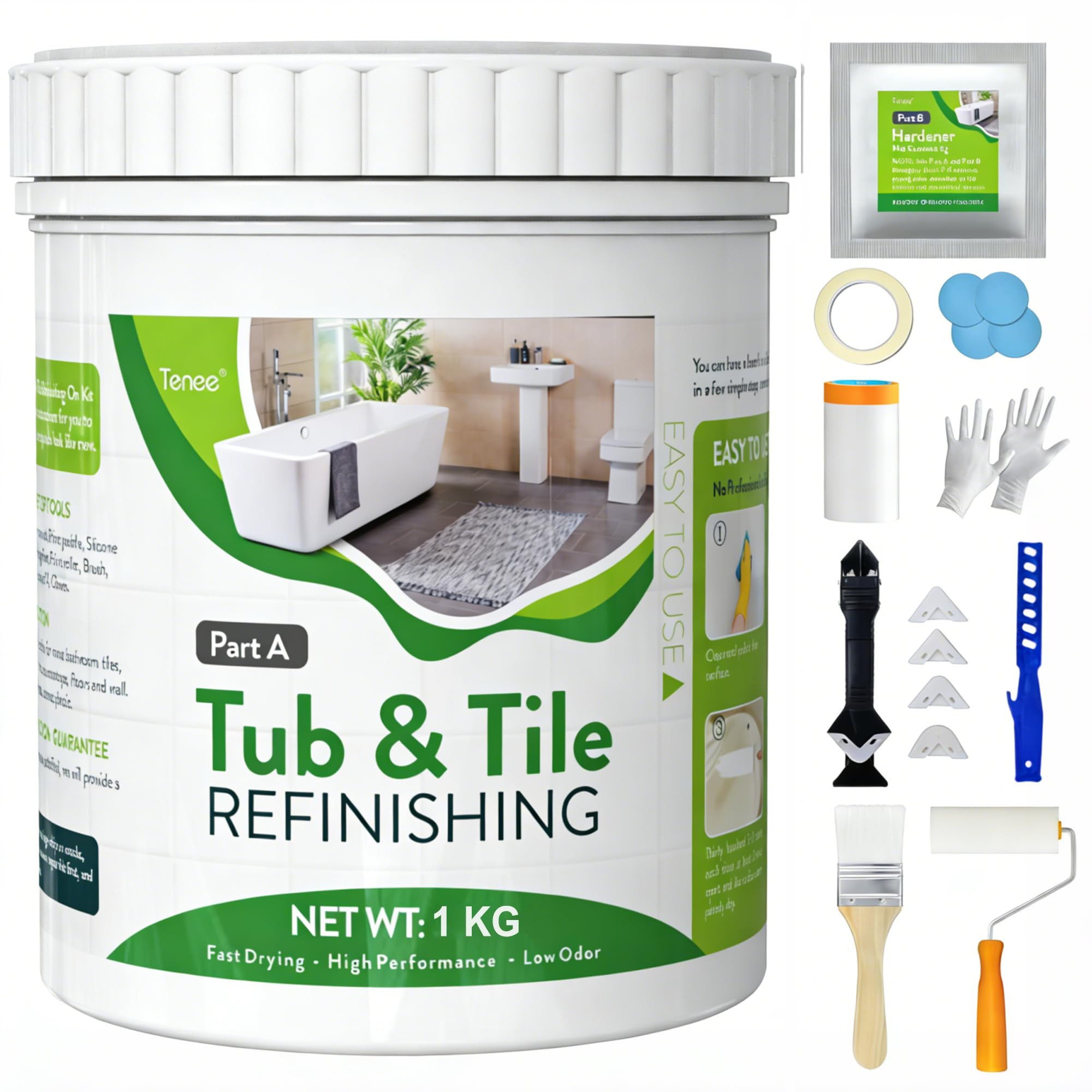 Tenee 35oz white tub and tile paint bottle for easy at-home refinishing