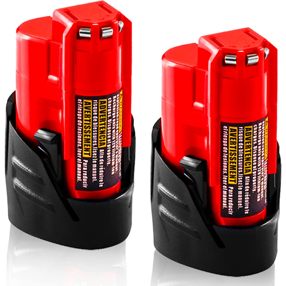 TenHutt 2-pack 3.0Ah Milwaukee M12 battery, front view, extended runtime