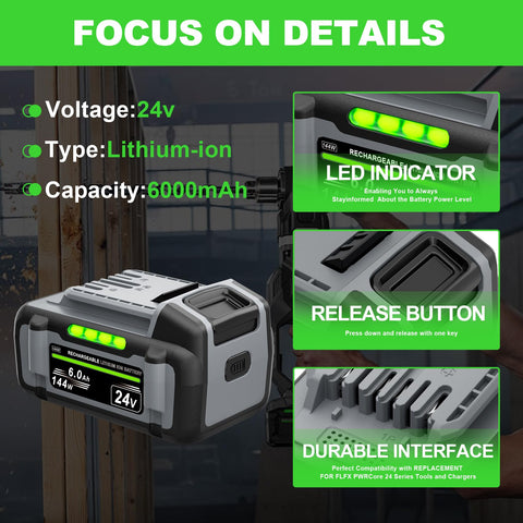 TenHutt 24V battery with LED indicator clearly displays charge level for easy planning.
