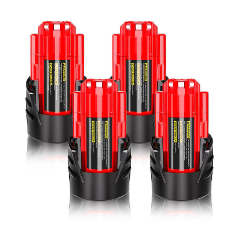 TenHutt Milwaukee M12 4-pack battery on display highlighting extended runtime