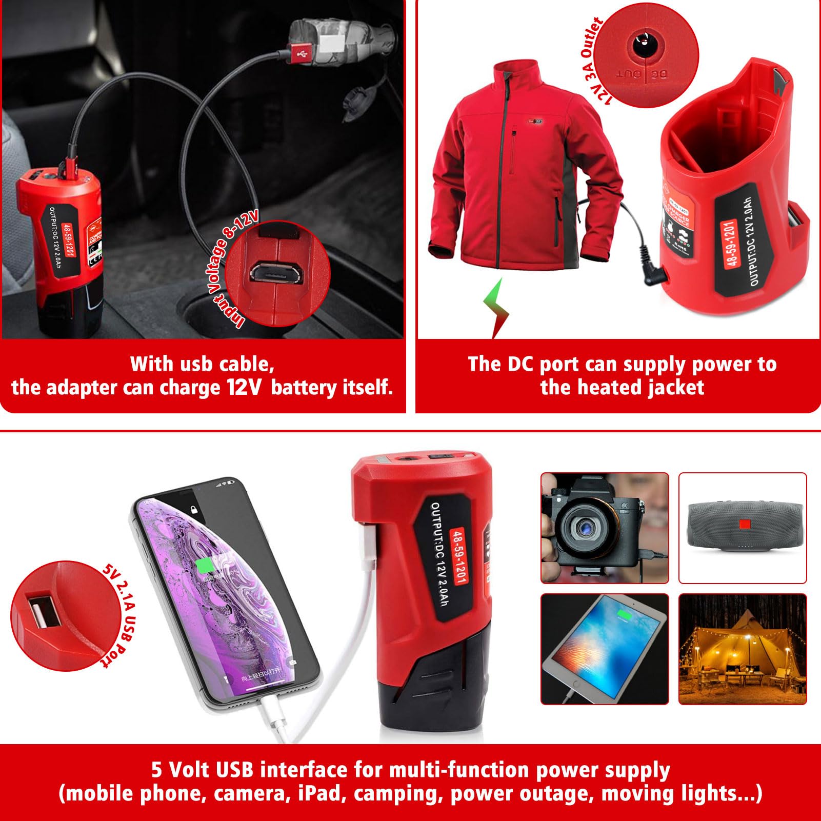 TenHutt Milwaukee M12 adapter side connection for easy cable access.