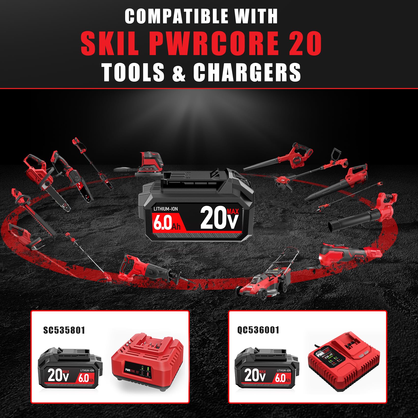 TenHutt upgraded 20V 6.0Ah battery BY519702 with quick-release installation.