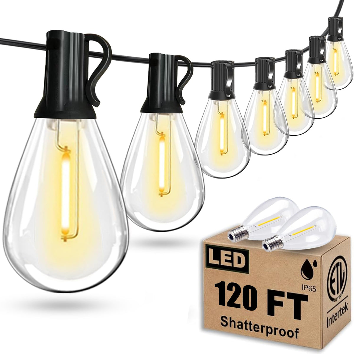 Tenmiro 120ft outdoor string lights with Edison bulbs brighten patios and decks