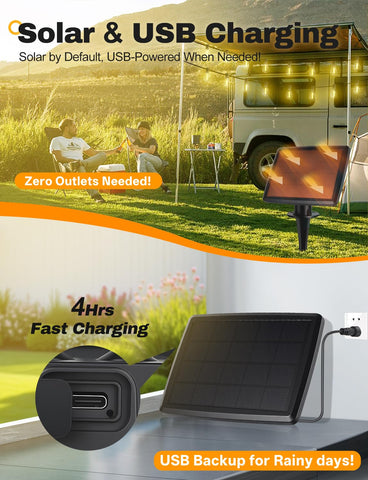 Tenmiro auto on/off sun-sensing feature powers on at dusk automatically.