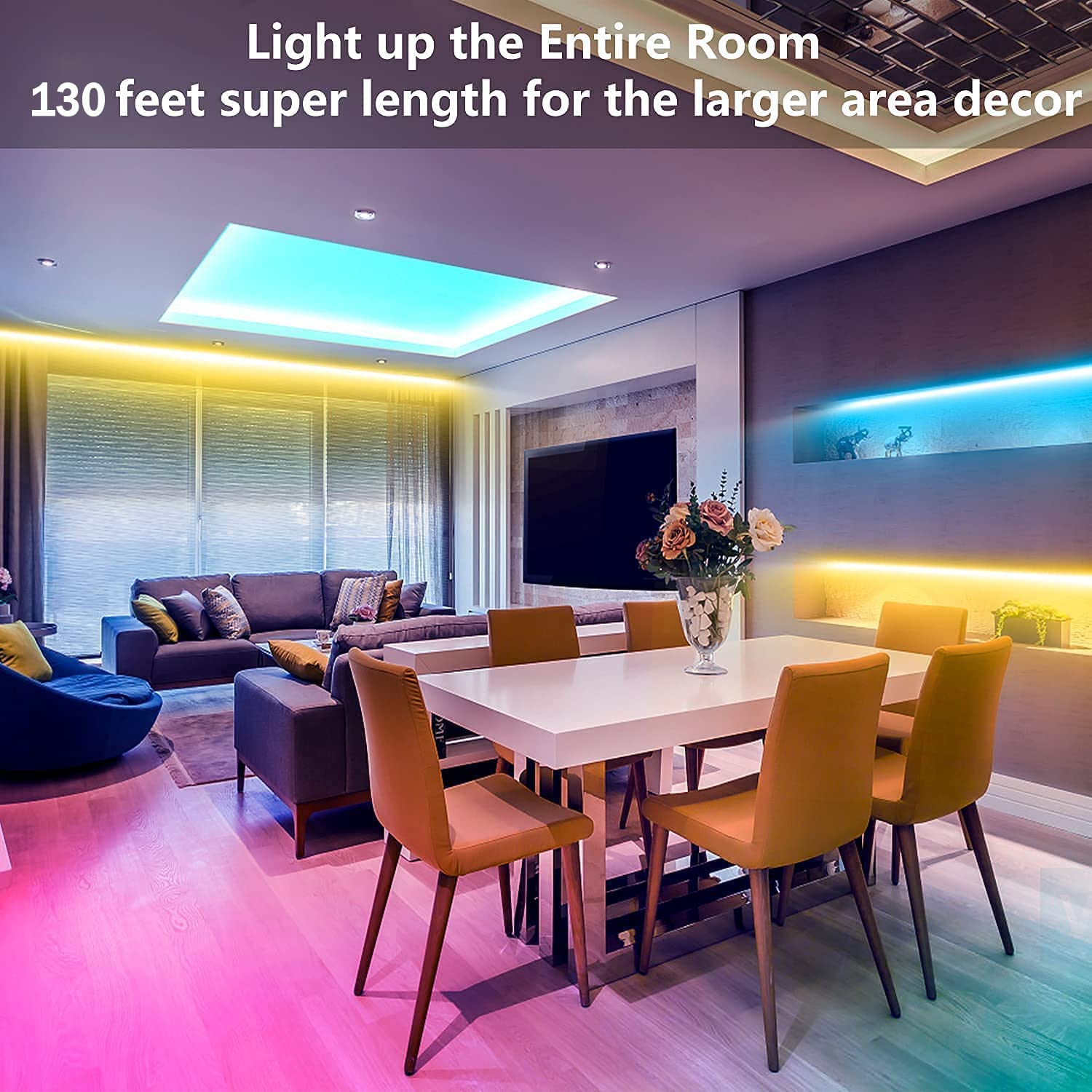 Tenmiro LED strip easy installation sticks to clean surfaces and cuts to length.