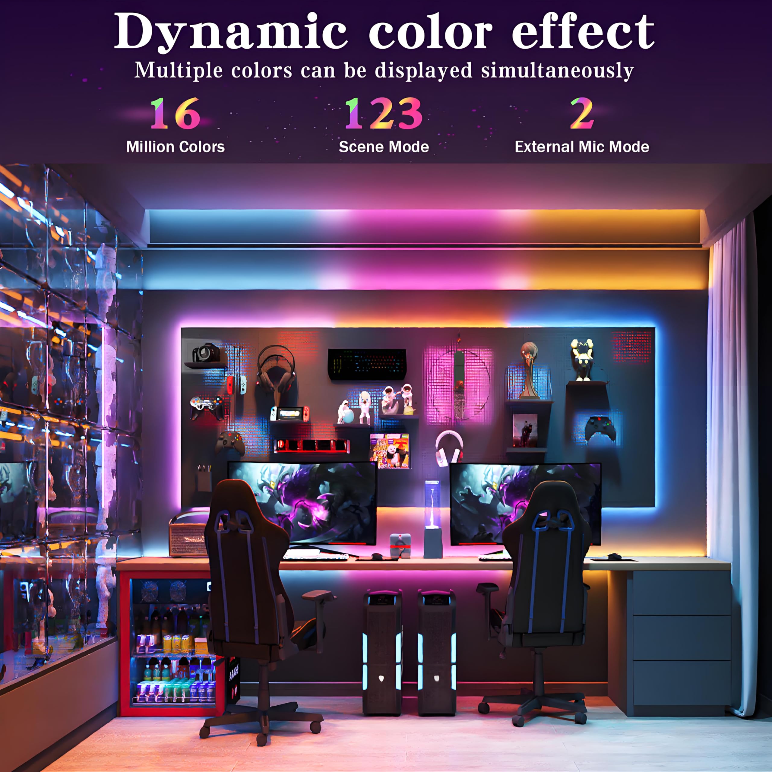 Tenmiro LED strip dances to music using a built-in mic for dynamic rhythms.