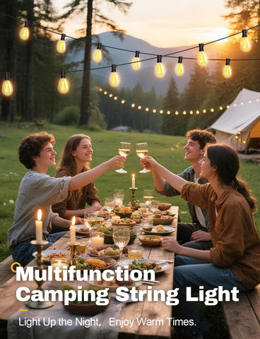 Tenmiro versatile outdoor string lights decorate fences, trees, and decks for events.