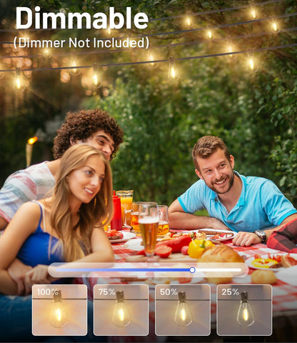 Tenmiro waterproof outdoor lighting shining through rain for year-round ambience.