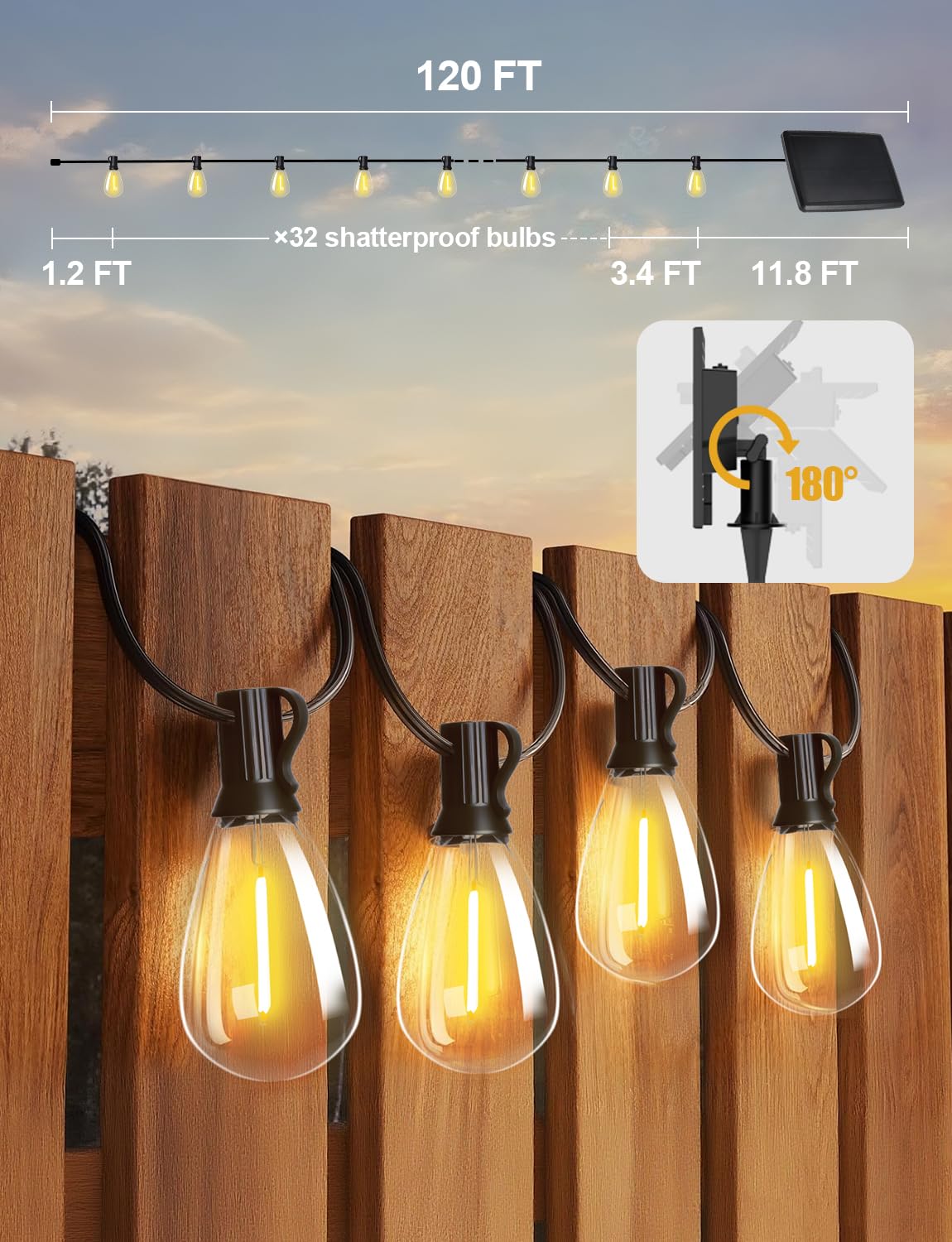 Tenmiro weatherproof, shatterproof bulbs resist rain and wind for year-round use.