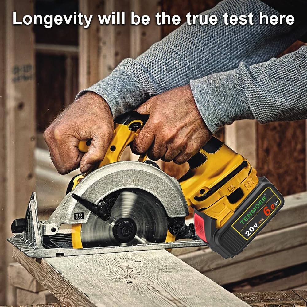 TENMOER 6.0Ah battery in use with a drill for heavy-duty tasks