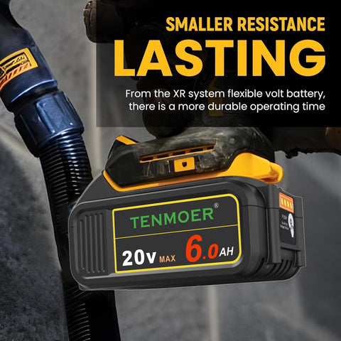 TENMOER 6.0Ah battery on charger compatible with DCB102