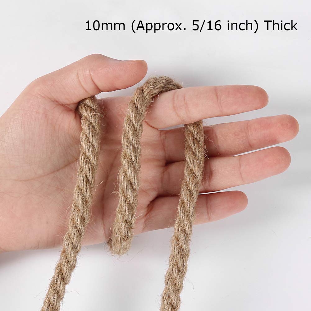 Tenn Well 50ft jute rope coiled, long-lasting fiber ideal for outdoor and décor tasks.