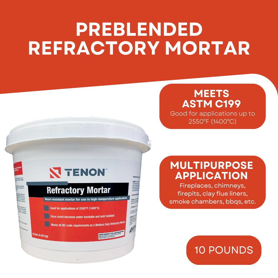 Tenon Refractory Mortar applied inside a fireplace or fire pit for durable heat joints