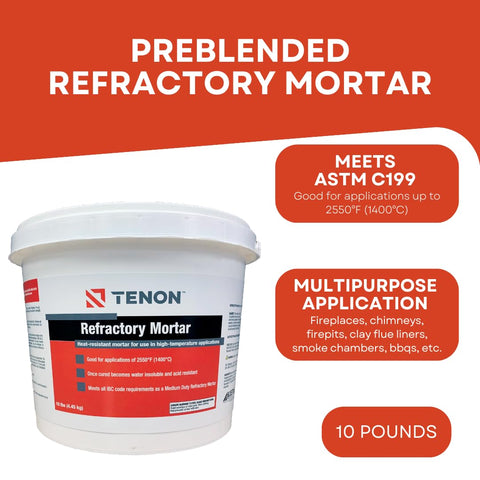 Tenon Refractory Mortar applied inside a fireplace or fire pit for durable heat joints