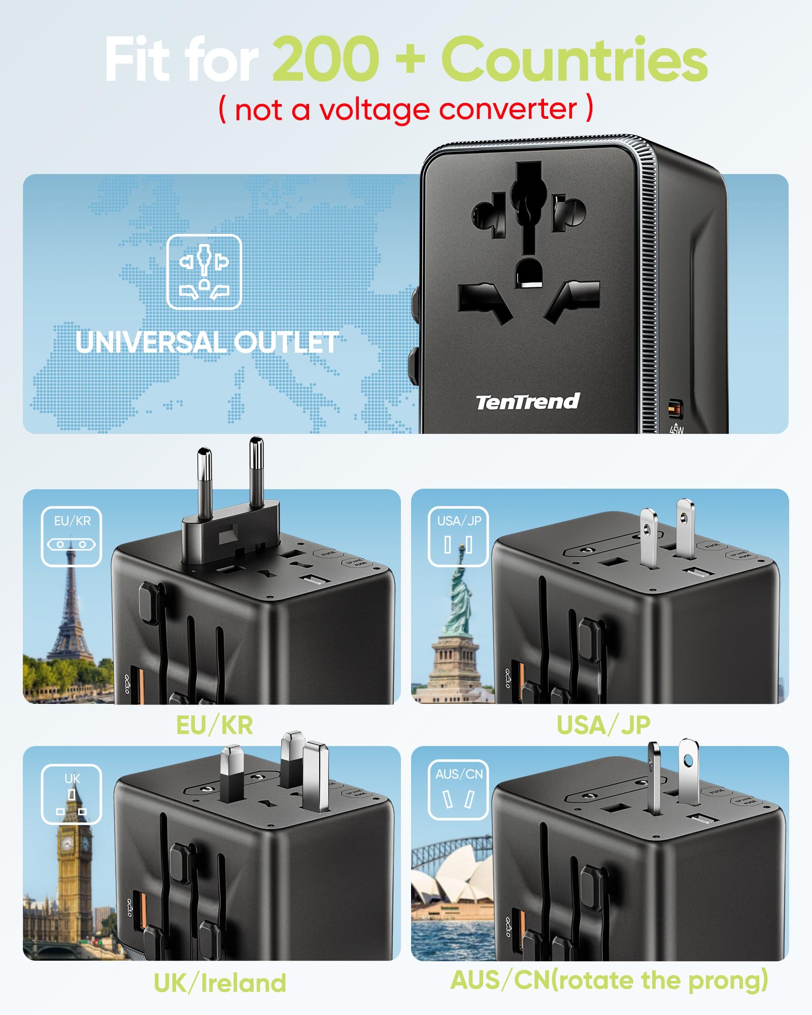 TenTrend UK plug for UK sockets and travel readiness