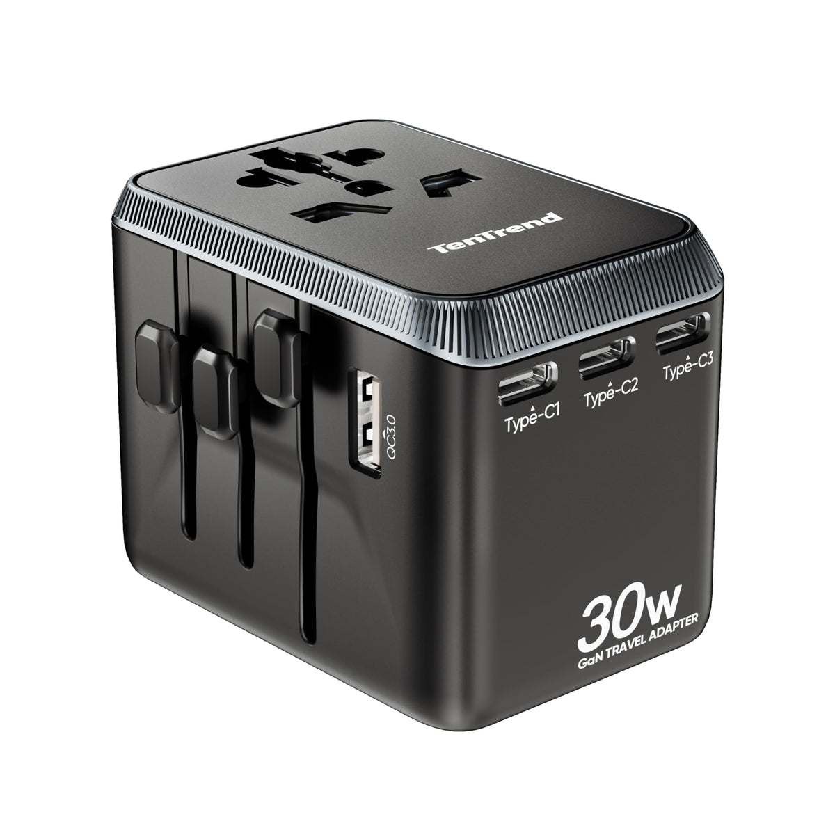 TenTrend universal travel adapter in compact form for global charging