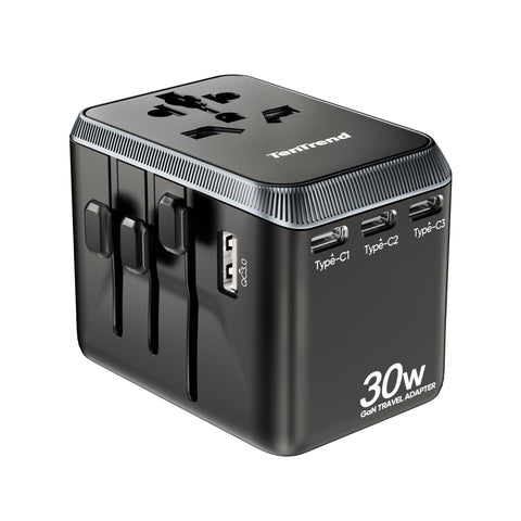 TenTrend universal travel adapter in compact form for global charging
