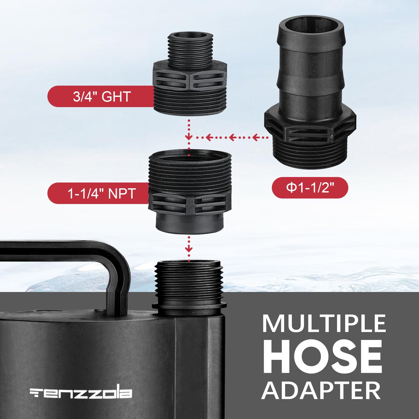 Tenzzola bottom inlet reduces debris intake for longer life