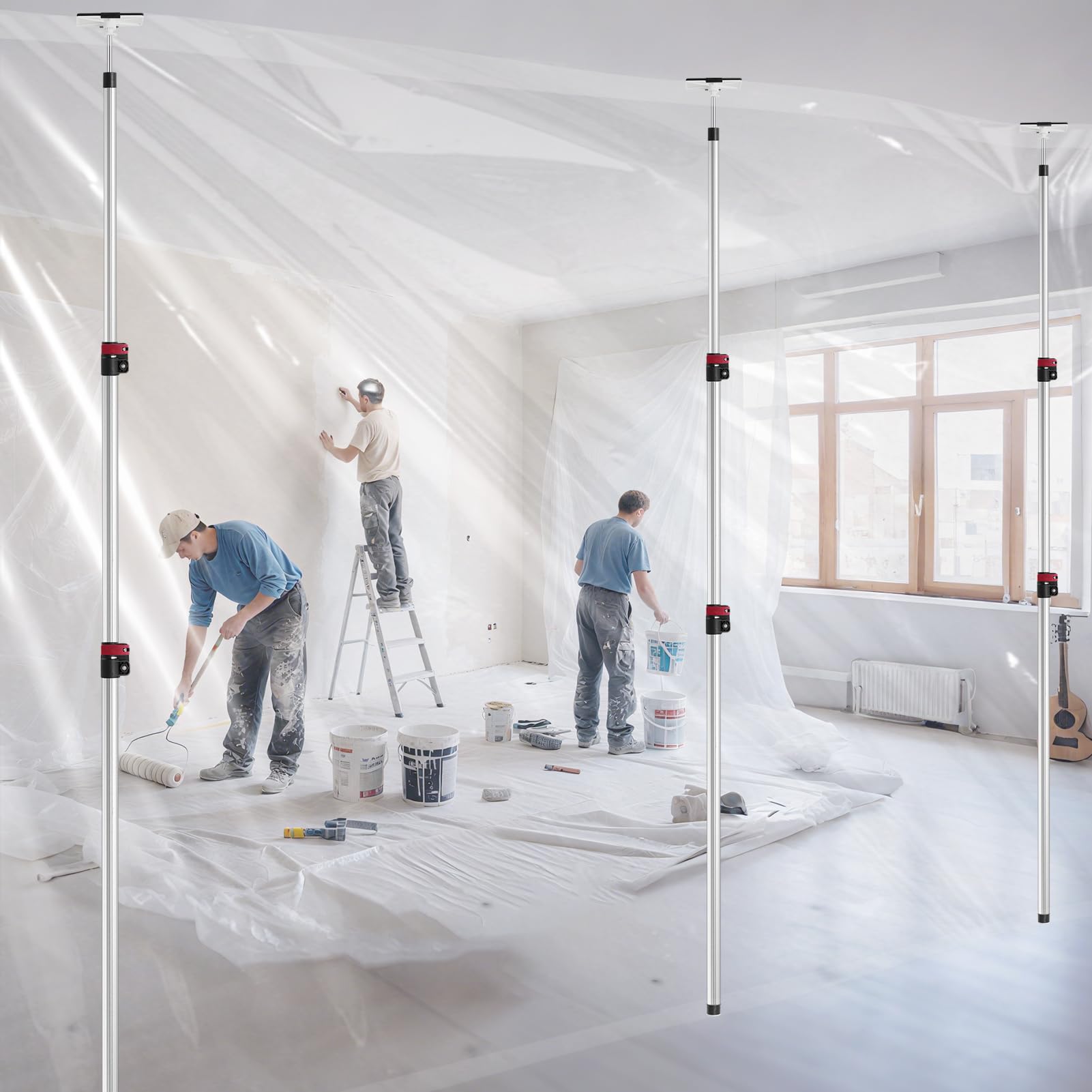 Teodute dust barrier poles extended height adjustable for flexible setup