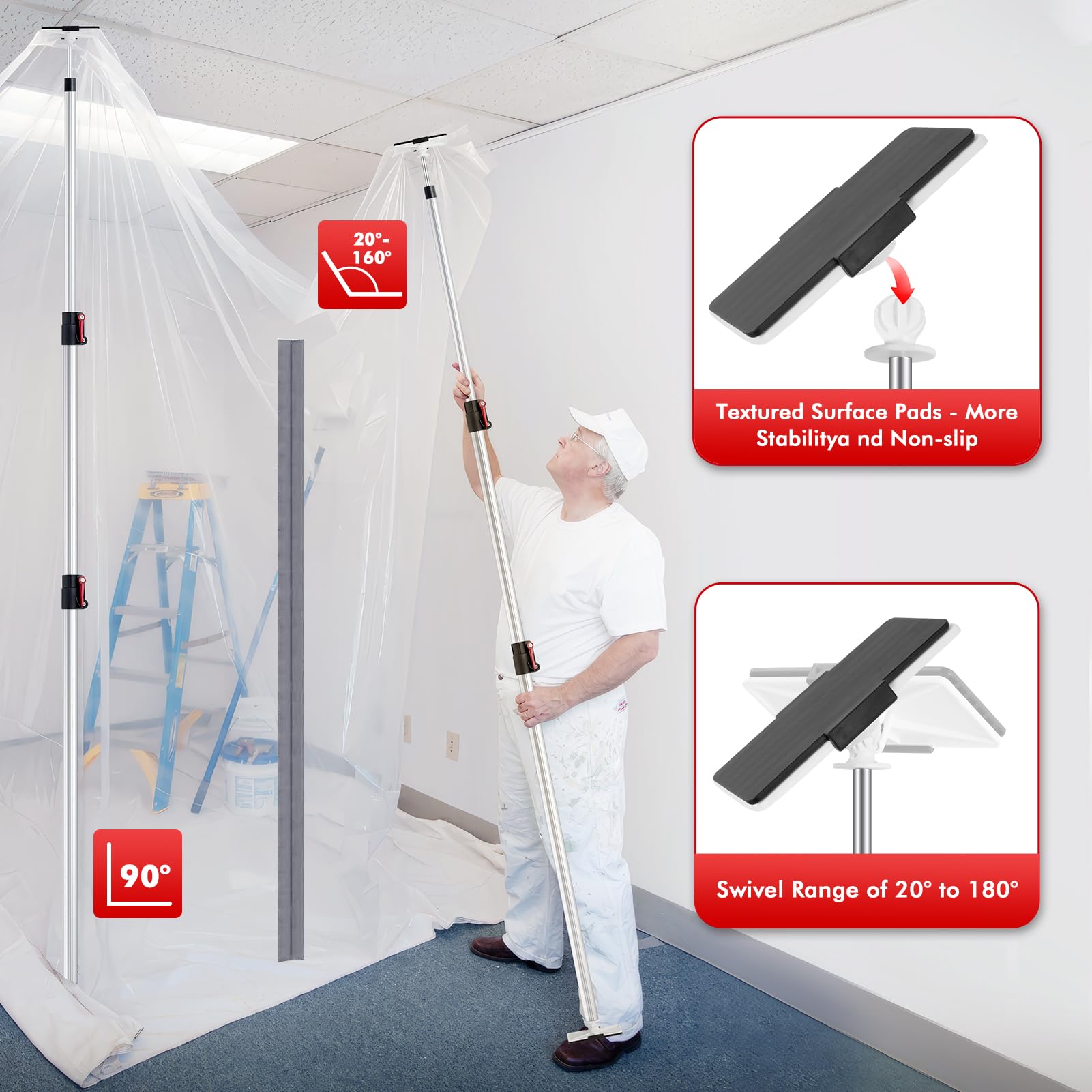 Teodute wall poles installation showing clamped sheeting without ladder