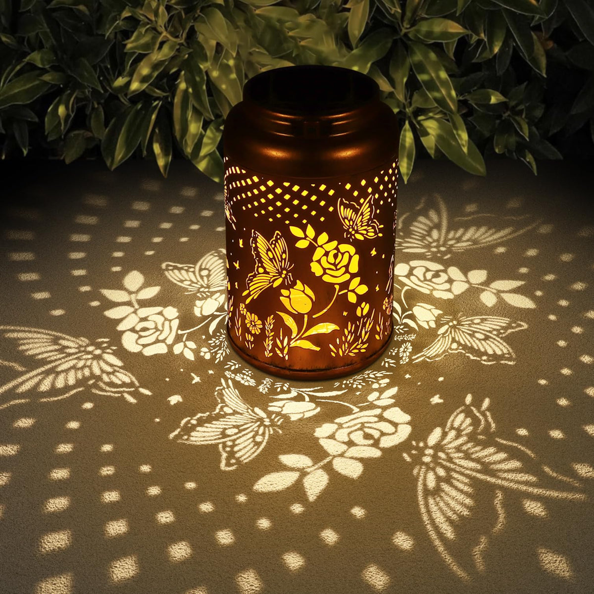 Tepaken Rose Butterfly lantern hanging adds warm ambiance to outdoor evenings.