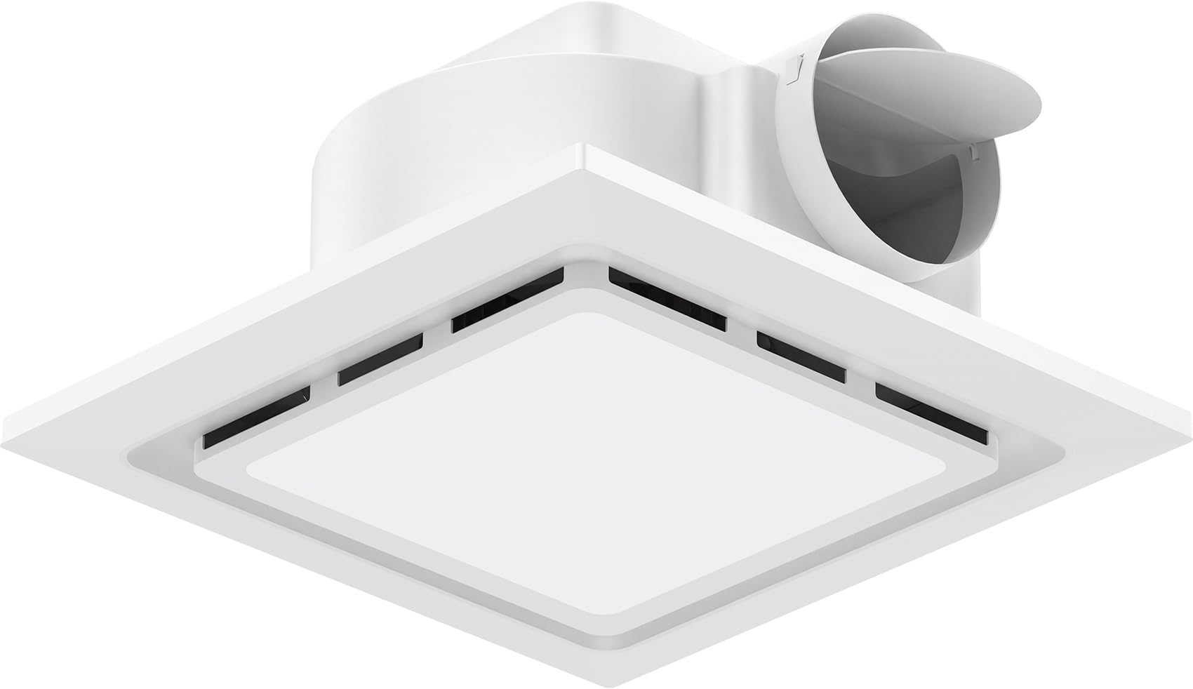 TEPU bathroom exhaust fan with light showing 144 CFM and bright illumination